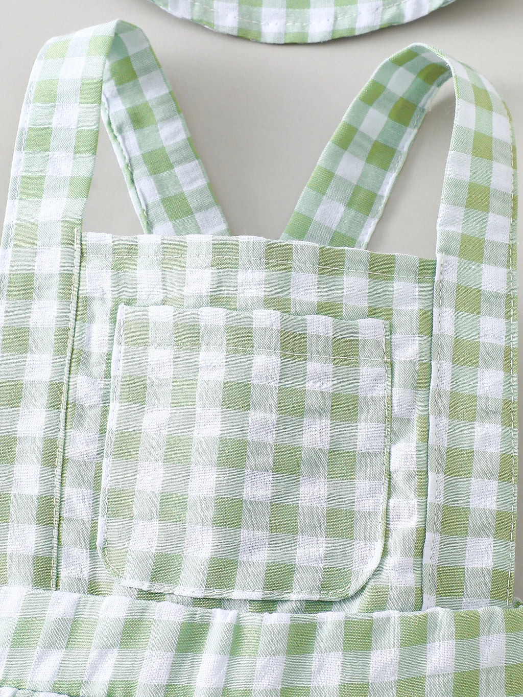 Baby Plaid Suspender Shorts and Sun Hat Set, Breathable and Cute for Outdoor Play in Summer, Comfortable and Stylish