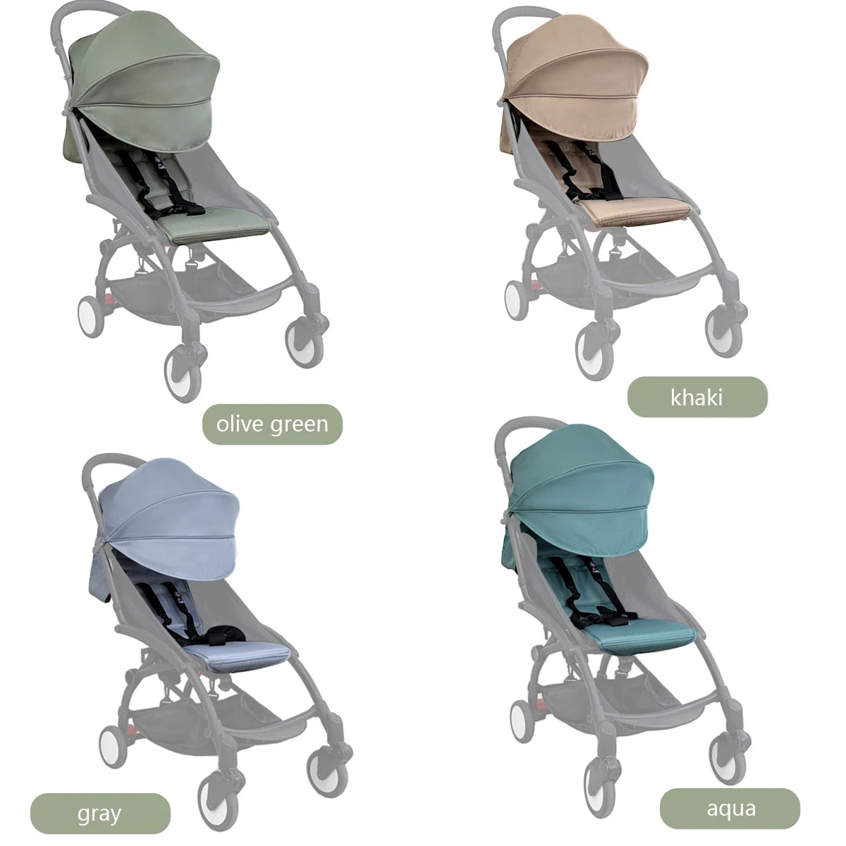3pcs/set 175 Canopy Cover Seat Cushion Compatible With Babyzen YOYO Cover Seat Mattress With Zipper Pocket Stroller Accessories