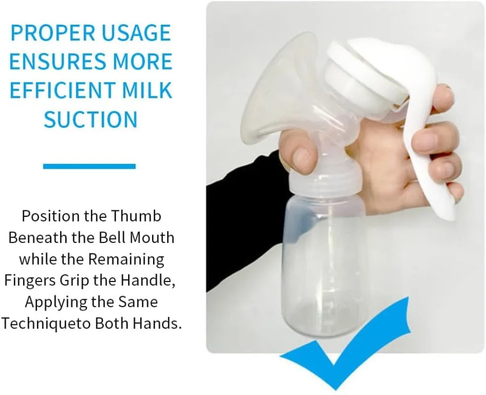 Portable Manual Breast Pump with Painless Breast Soak Silicone Flange 150ml 3 Level Adjustable Pressure Breastfeeding Pumps